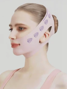 1包简易透气V型塑形绷带V型脸睡眠眼罩提拉绷带，适合居家佩戴 - 粉色 - 查看 4