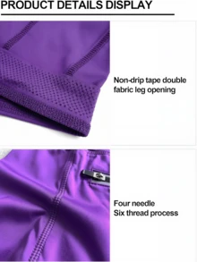 Quần short đạp xe nữ co giãn, thoáng khí, cạp cao, nâng đỡ ngực. - Màu tím - Xem 3