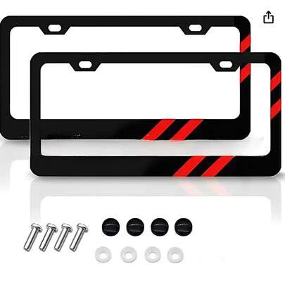 2pcs Matte License Plate Frames - Aluminum Alloy Cover Bracket, Universal Fit For Dodge Models, Front & Rear License Plate Accessories