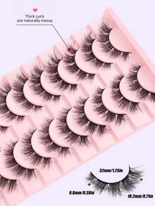 10 Pairs Of Transparent Russian-Style Curly Natural False Eyelashes, D-Shaped Curly And Long, Imitation Fur Eyelashes, 16mm Curly, Natural Style, False Eyelash Set, Cat-Eye Style With Extended Tail, Suitable For Beginners, Daily Use, DIY At Home - Fluffy Lashes - View 4