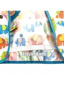 1pc Baby Waterproof Long Sleeve Bib, Toddler Cartoon Feeding Smock, Children's Art Painting Protective Clothing - Color Elephant - View 5