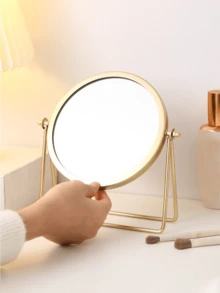 Desktop Rotating Makeup Mirror, Simple Desktop Mirror, Makeup Mirror Photo Prop. Suitable For Women, Portable High-Definition Makeup Mirror, Suitable For Students, Valentine's Day, Weddings, Birthdays And Other Occasions. - 金色 - 查看 6