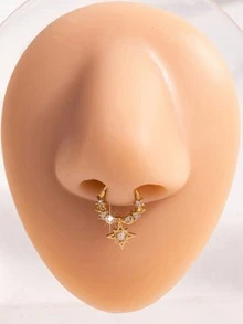 1pc Elegant & Fashionable Rhinestone Star Nose Ring - Gold - View 4