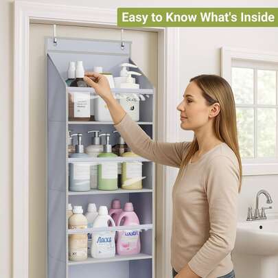 4 capas bolsa de almacenamiento de puerta de clavo bolsa de almacenamiento de zapatos en la puerta fácil instalación almacenamiento de cocina no tejida, colgante rack de almacenamiento en la puerta - multifuncional armario rack de almacenamiento para baño dormitorio guardería despensa