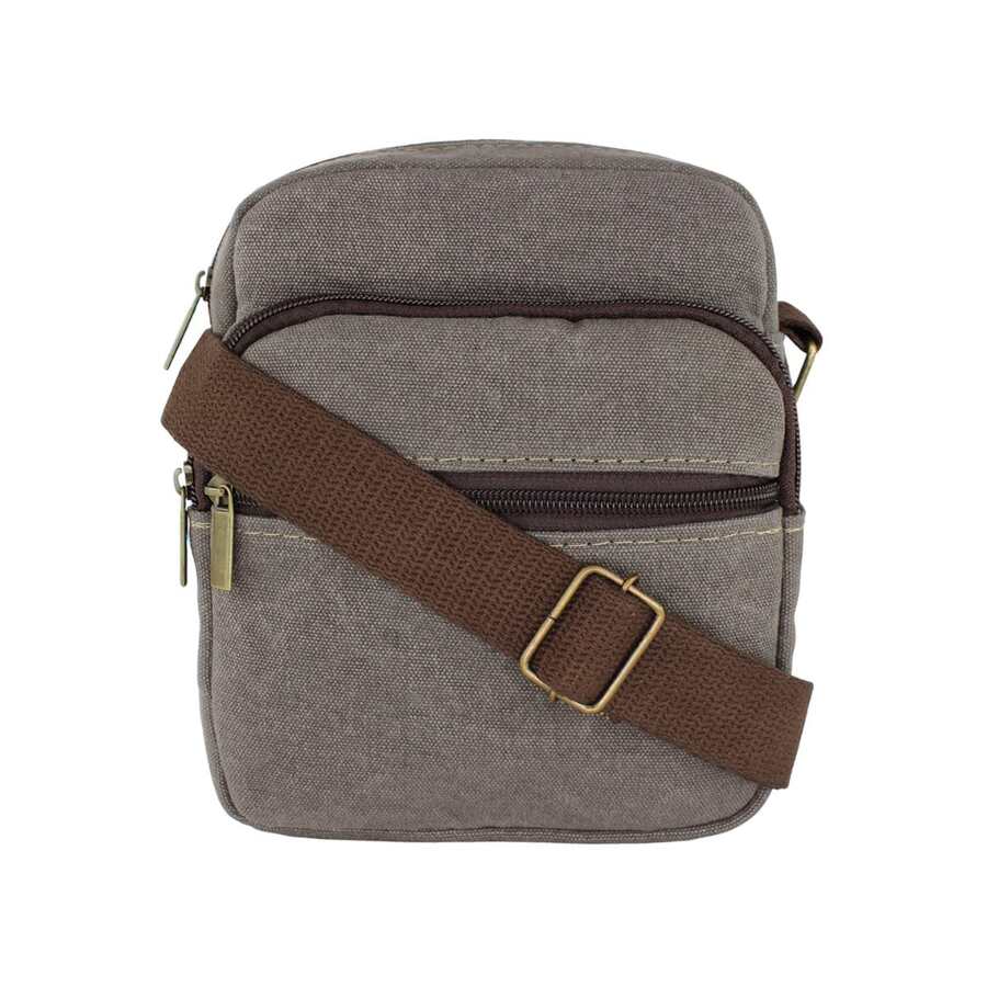 Shoulder Bag Bolsa Transversal de Lona - Cinza - Visão 1