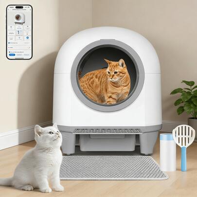 DEVOKO Automatic Self-Cleaning Cat Litter Box With Radar Sensor, 8 Liter Capacity, App Remote Control, 10 Days No Scooping Required, Leakage Protection Pedal, 35 DB Quiet Operation, Suitable For Cats From 1.5 To 10 Kg