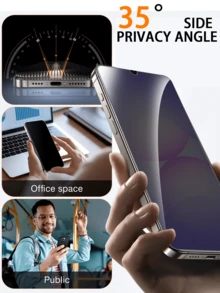 5pcs Tempered Glass Screen Protector Compatible With Samsung Series, Black Frame Design, Anti-Spy, Anti-Shatter, Anti-Oil, Anti-Scratch, HD Display, Smooth Touch, Ultra-Thin 35° Privacy Protection, Precise Fit, Easy Installation, Bubble-Free, Super Clear Mobile Phone Accessories Screen Protection Essentials, Applicable To Daily Shield, Office, Home Daily Shield Office Home Phone Screen Protector Privacy Screen Protector Waterproof Shockproof Anti-Fall Scratch Resistant - Black - View 2