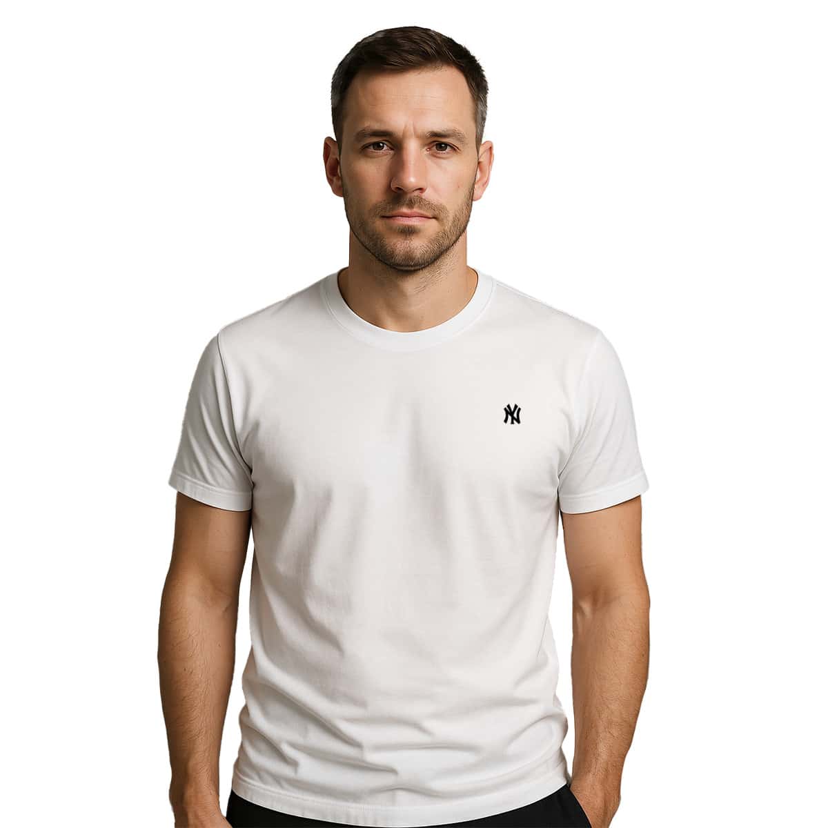 Premium Men's Printed T-Shirt, 100% Cotton, 30.1 Yarn, Various Colors - 白色 - 查看 1