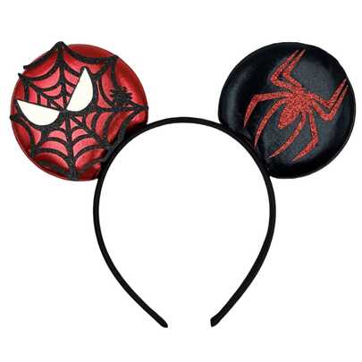  1pc Shiny & Cute Spider-Man, Disney Cartoon Mouse Theme Big Ear Sequin Headband, Student Party Costume, Castle Theme Park Decorative Hair Accessory