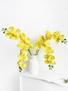 1/3/6 bông hoa lan Phalaenopsis nhân tạo, cao 69cm. Hoa giả thích hợp để trang trí tường, phòng khách, phòng ngủ, đám cưới, tiệc tùng, bàn làm việc, nhà cửa, văn phòng, trang trí bàn tiệc, ngoài trời, sân vườn. Thích hợp cho mùa xuân, hè, thu, đông. - Màu vàng - Xem 2