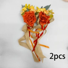 2 piezas Decoración para espejo retrovisor de coche de boda, decoración para manijas de puerta y carrocería del coche, simulación de moño multicolor para respaldo de silla de boda, apto para varios modelos de automóviles, satisface las necesidades de decoración de boda - Multicolor - Ver 8