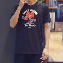 Nike Dri-FIT Cartoon Letter Print Graphic Casual Round Neck Short Sleeve Dropped Shoulder T-Shirt - Black - View 8