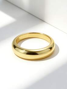 Charm-In Women's Gold Plated Smooth Dome Ring - Minimalist & Polished Daily Wear Jewelry, Ideal Gift For Her On Birthday, Anniversary & Everyday Gifting - Gold - View 4