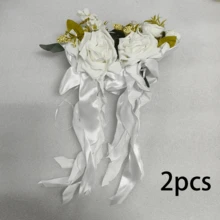 2 piezas Decoración para espejo retrovisor de coche de boda, decoración para manijas de puerta y carrocería del coche, simulación de moño multicolor para respaldo de silla de boda, apto para varios modelos de automóviles, satisface las necesidades de decoración de boda - Multicolor - Ver 10