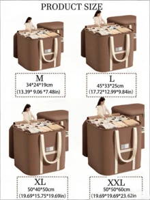 1 pieza Bolsa de almacenamiento de edredón de algodón extra grande, impermeable y a prueba de polvo, adecuada para la organización del hogar - Marrón - Ver 5