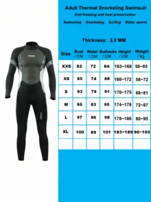 scubadonkey 3.0毫米厚男士保暖潜水服，氯丁橡胶隔热冲浪泳衣，水上运动连体服，氯丁橡胶保暖泳装 - 黑色 - 查看 9