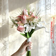 人造花婚礼捧花，新娘捧花，白色马蹄莲花束，派对装饰，婚礼手持捧花，新娘送礼会，婚礼仪式，周年纪念 - 彩色 - 查看 2