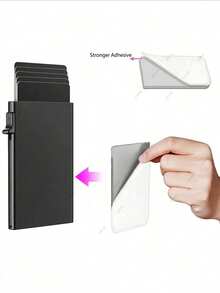 Customized Aluminum Alloy Anti-Theft Card Holder Wallet - Automatic Pop-Up Card Clip With Cash Pocket, Ultra-Thin RFID Blocking Men's Wallet Credit Card Holder, Aluminum Alloy Minimalist Business Anti-Demagnetization Credit Card Case, Suitable For Banknotes, Coins And Debit Cards - Multicolor - View 11