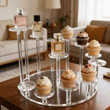 A Set Of 13 Heads Multi-Functional Durable Transparent Display Rack, High-End Acrylic Storage Display Rack, Jewelry Display Rack, Cupcake Display Rack, Perfume Display Rack, Doll Display Rack, Festival, Daily Use, And Gift Giving - Clear - View 5