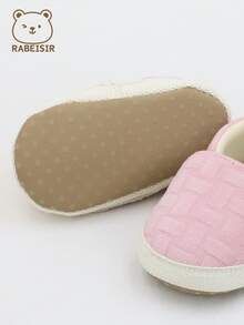 RABEISIR 婴儿学步鞋，粉色几何图案布面，套脚式，柔软舒适，春秋季 - 粉色 - 查看 5