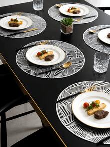 1-200 Peças Sousplat Minimalista Dourado de PVC, Lavável, Fácil de Limpar, Limpo com Pano, Antiderrapante, Jogos de Mesa de Jantar, Doce Nostalgia, Sousplat Elegantes, Aparelho de Mesa, Tapete de Cozinha e Jantar, Decoração de Casamento e Feriados - Multicolorido - Visão 9