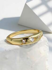 Charm-In 女士闪亮镶嵌金色戒指，生日礼物，情人节礼物 - 金色 - 查看 3