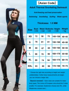 HISEA 1.5mm Thick Warm Women's Swimsuit; Outdoor Thermal Swimwear; One-Piece Back Zipper Rash Guard; Long Sleeve Surfing & Diving Wetsuit - Multicolor - View 13