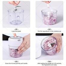 250ml Mini Rechargeable Garlic Chopper & Grinder, Durable And Reliable, Ideal For Grinding Garlic, Chili, Onion, Ground Meat, Nuts, Etc. - Multicolor - View 11