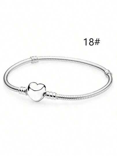 1pc Classic Soft Snake Chain Bracelet, Elegant Alloy Bracelet With Heart Clasp, Unisex Gift For Valentine's Day, New Year, Birthday