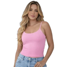 Women's Casual Tank Top With Spaghetti Straps For Gym - Baby Pink - View 2