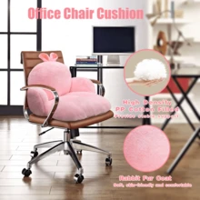 Cute Chair Cushion, Gaming Chair Cushion With Backrest Non-Slip, Comfy Seat Cushion For Office Desk, Kawaii Chair Cushions For Gamer, Soft Chair Cushion For Room Bedroom Decor(Black Kitty) - Thỏ Hồng - Xem 5