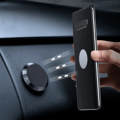 Mini Magnetic Car Phone Holder, Circular Universal Adhesive 2026 Upgraded Version, Aluminum Alloy Material, Anti-Scratch, Compact & Portable, Easy Installation