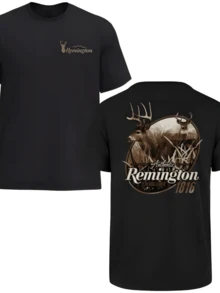 Men's Pure Cotton T-Shirts, Fun Printed T-Shirts,Deer Camo T-Shirt, Buck Head Hunting Graphic Tee, Outdoor Wildlife Shirt, Rustic Country Style Apparel For Men, Summer Wear. The Stag Head Hunting Motif Is Suitable For Everyday Wear Or Outdoor Activities, And Is Appropriate For Men Who Love Hunting, Outdoor Adventures, And Have A Taste For Rustic, Vintage Style. - Black - View 1