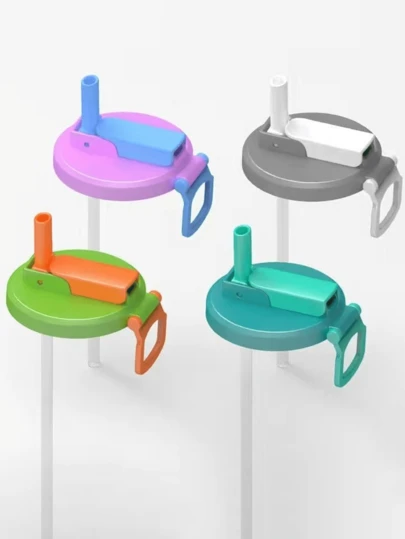 1pc Reusable Colorful Silicone Straw Lid, Creative New Beverage Can Cover, Suitable For Soda, Drink, Juice, Sparkling Water Cans (Please Install Straw Step-By-Step To Prevent Detachment), Essential For Summer, Cup Accessory, Back To School Essential (Random Color)