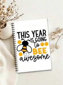 120-Page Interesting Bee Spiral Notebook, Back To School Supplies, Teacher's Day Gift, Friend & Student Learning Journal, Personal Organizer - Multicolor - View 1
