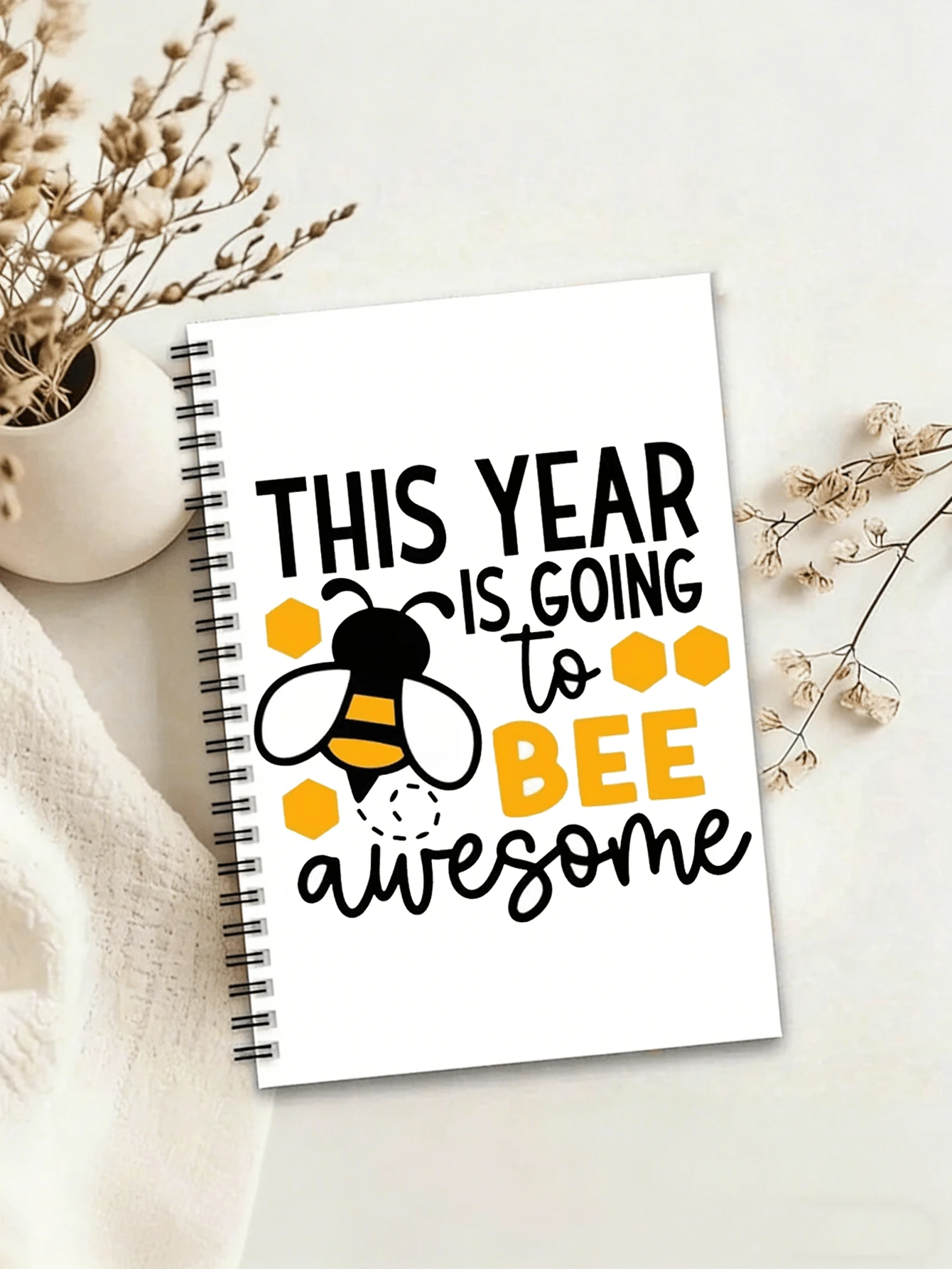 120-Page Interesting Bee Spiral Notebook, Back To School Supplies, Teacher's Day Gift, Friend & Student Learning Journal, Personal Organizer - Multicolor - View 1