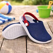 Sandália Infantil Masculina Menino Confortável Leve Respirável Com Tira Regulável - Azul - Visão 1