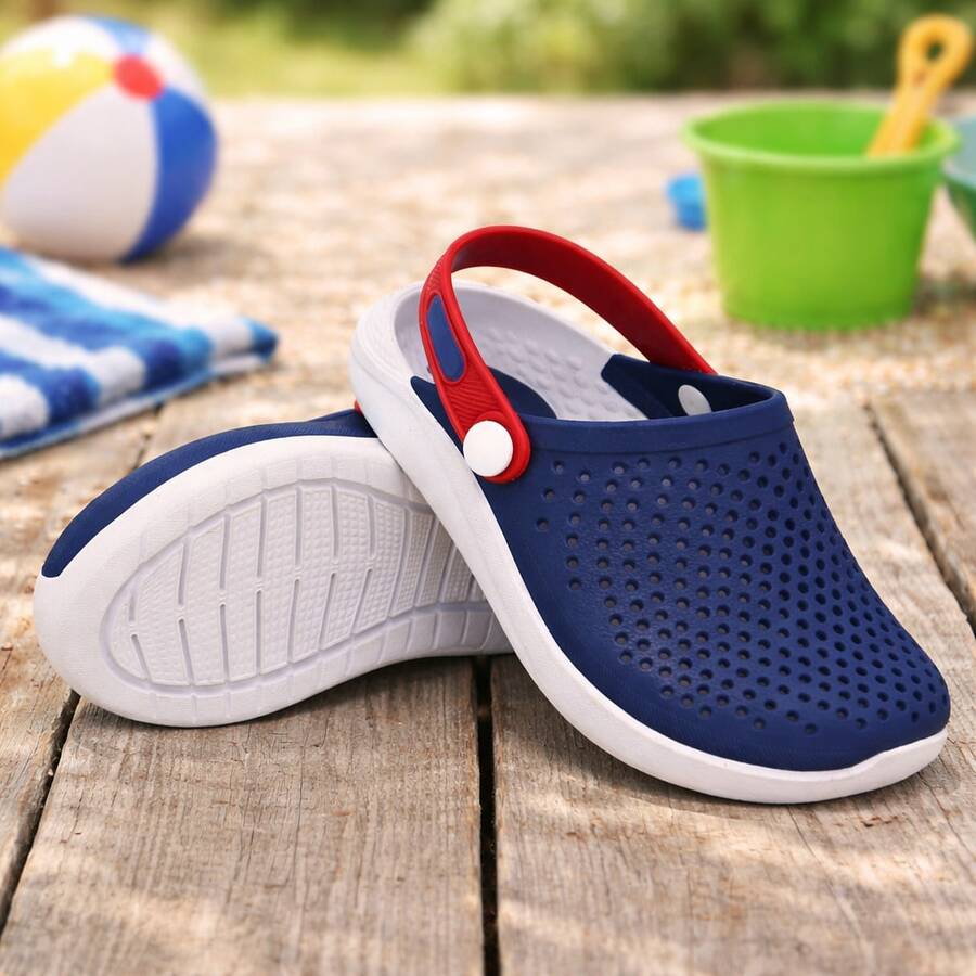 Sandália Infantil Masculina Menino Confortável Leve Respirável Com Tira Regulável - Azul - Visão 1