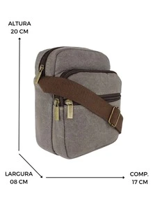 Shoulder Bag Bolsa Transversal de Lona - Cinza - Visão 2
