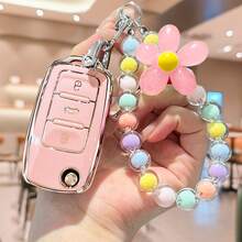 汽车钥匙包套套装，配混合马卡龙串珠挂链，亚克力串珠钥匙扣，适用于 Polo、Tiguan、Passat B5、B6、B7、Golf 4、5、6、MK6、Jetta、Lavida - 均碼 - 查看 11