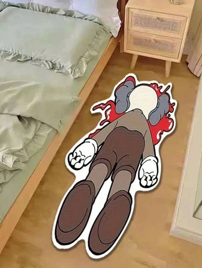 1pc Soft Faux Wool Area Rug, Featuring Unique Cartoon Character Design, Suitable For Cozy Bedroom, Sofa Or Home Decor. This Rug Can Serve As A Sofa Accessory, Living Room Rug Or Lively Room Accent, Hand Wash Only. Its Soft, Fluffy Texture And Vibrant Colors Add A Warm And Comfortable Ambiance To Your Home.