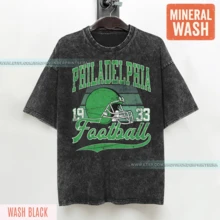 Philadelphia Football Vintage Style Mineral Wash T-Shirt,Philadelphia Football Hirt,Football Hirt, Philadelphia Retro Crewneck FSE4 - màu đen - Xem 1