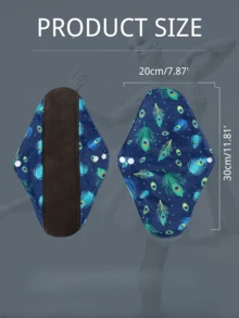 1pc Large Menstrual Pad,Reusable Bamboo Charcoal Panty Liner | Washable Leak-Proof Pads For Menstrual Daily Care - Multicolor - View 3