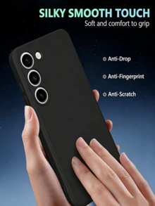 Casing Ponsel Silikon TPU Hitam Lucu, Warna Solid, Kompatibel dengan iPhone, Galaxy, Honor, Moto, Perlindungan Seluruh Bodi dengan Sentuhan Lembut, Tipis dan Ringan, Pelindung Warna Solid Matte Karet Halus, Hitam, Versi Internasional, Bukan Versi Domestik, Hadiah Musim Semi - Hitam - View 5