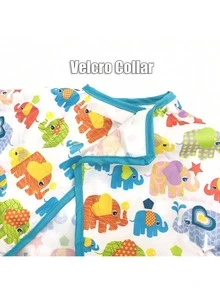 1pc Baby Waterproof Long Sleeve Bib, Toddler Cartoon Feeding Smock, Children's Art Painting Protective Clothing - Color Elephant - View 4