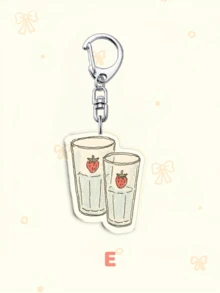 1个亚克力卡通娜娜钥匙扣，可爱草莓玻璃/707钥匙形状和黑色石头元素，Y2K原宿创意背包挂件，手机和汽车配件，包包挂饰粉丝礼物 - 彩色 - 查看 7