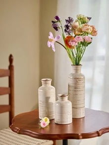 Cirelle 3 件套白色陶瓷花瓶套装，农舍波西米亚风家居装饰花瓶，波西米亚风花瓶适用于厨房、卧室、办公室、客厅、浴室、架子中心装饰桌饰节日装饰礼物生日毕业 - 多色 - 查看 3