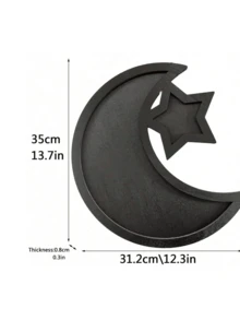 1pc Eid Crescent Moon Shaped Dessert Tray, Breakfast Dinner Sweets Party Tableware, Ramadan Dessert Pastry Display Stand - Multicolor - View 2