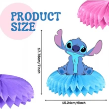 史迪奇主题生日派对餐桌中心装饰，墙面悬挂装饰，营造家庭聚会氛围 - 彩色 - 查看 4