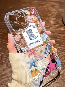 1pc Transparent Western Cowboy Boot Pattern Simple TPU Shockproof Phone Case Compatible With Apple 17, 16, 15, 14, 13, 12, 11 Pro Max, Air And Series - Multicolor - View 2